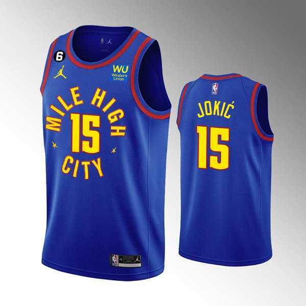 Men%27s Denver Nuggets #15 Nikola Jokic Blue 2022-23 statement edition Stitched Jersey Dzhi->golden state warriors->NBA Jersey